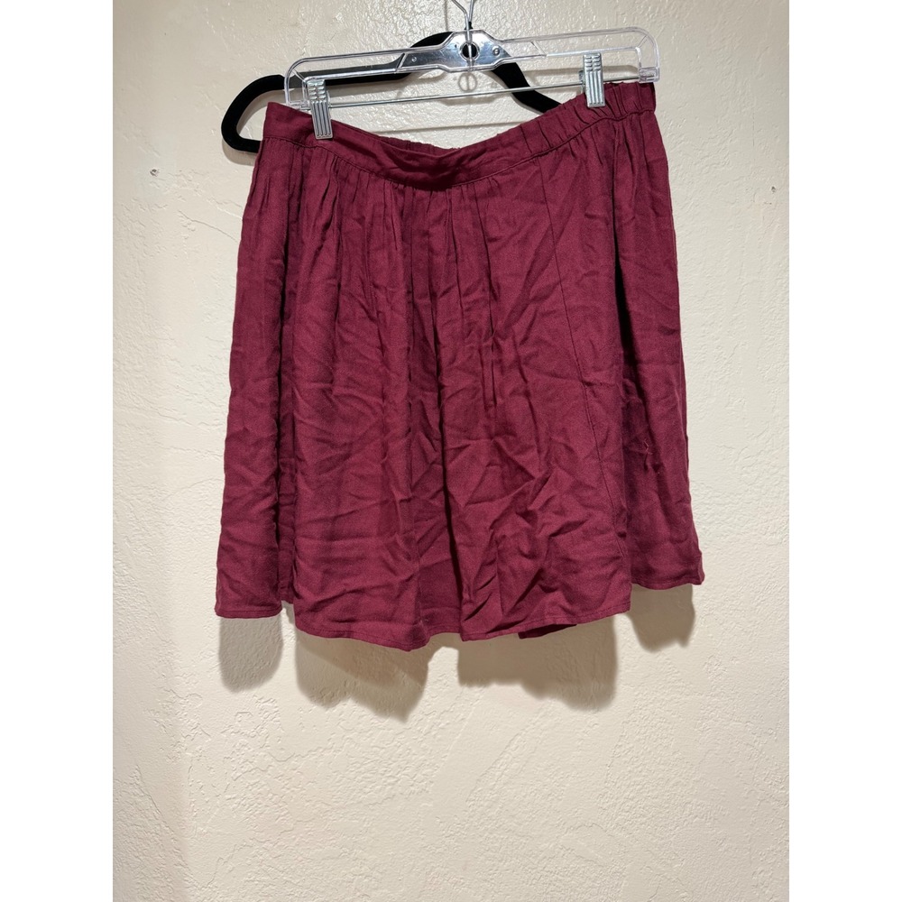Old‎ Navy Womens Burgundy Maroon Pleated Elastic Waist Mini Skirt Size M Rayon